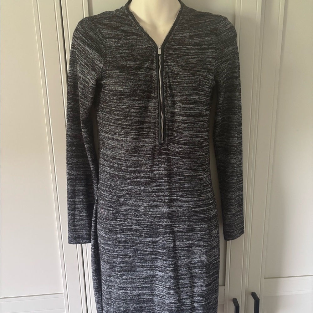 Dynamite Gray and Black Long Sleeve Sheath Dress